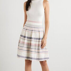 Sim & Sam Pleated Striped Mini Skirt Size Small Fully lined. NWT